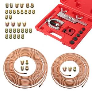 lot 12818 image: VKQTS Brake Line Flaring Tool Kit 316 and 14 Inch, 25Ft Lines, 32 Pcs