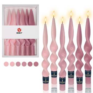 lot 12838 image: Gedengni Pink Spiral Twist Taper Candlesticks 10-Inch Pack of 6 24D6P-PIKMIX