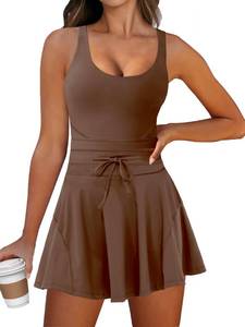 lot 12846 image: Caracilia Womens Sleeveless Tennis Golf Romper Dress With Built-In Shorts M