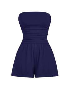 lot 12848 image: AUXDIO Women Strapless Romper Jumpsuit Navy Blue Large