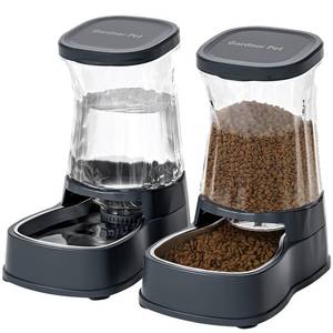 lot 13845 image: Gardner Pet Automatic Dog Water & Food Feeder Set 1 Gallon 304 Stainless Steel