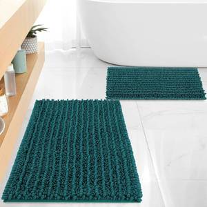 lot 13852 image: FLOLEOPA Chenille Bath Mat Set Teal Green 32x20 In and 17x24 In