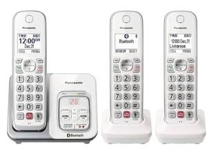 lot 13867 image: Panasonic 3-Handset Cordless Phone System w Answering Machine Bluetooth