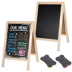 lot 13869 image: Exclaith 2 Pcs Chalkboard Easel 15.7x9.8 in Double-Sided Tabletop A-Frame Sign
