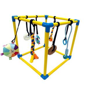 lot 13881 image: Dewonch Puppy Play Gym with 8 Hanging Toys, 19.5 x 19.5 x 19.5 In