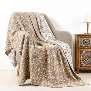 lot 13897 image: Hahafelt Brown Flower Chenille Throw Blanket 50x60 Inches