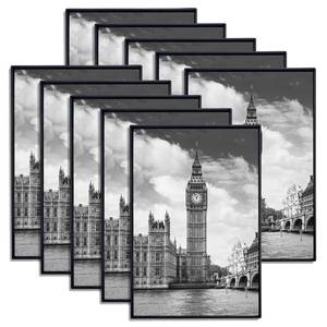 lot 13923 image: GOmaize Black Picture Frame 4x6 Set of 10 Front Loading Wall Table Mount