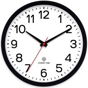 lot 13932 image: AKCISOT 10 Inch Atomic Wall Clock Battery Operated Analog Black