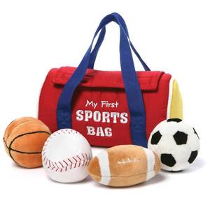 lot 14076 image: GUND Baby My First Sports Bag 5-Piece Sensory Plush Toy Playset
