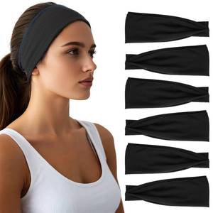 lot 14119 image: HSEM Non Slip Workout Headbands 6 Pack Black