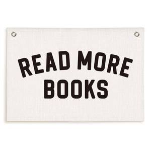 lot 14156 image: Lacama Reading Corner Linen Wall Banner Read More Books 30x20 In