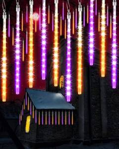 lot 14164 image: Flacchi Halloween Icicle Lights 10 Tubes 240 LED Orange Purple Meteor Shower