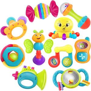 lot 17693 image: iPlay, iLearn 10 Pcs Baby Rattle Toys 3-6-12 Months Infant Sensory Teething