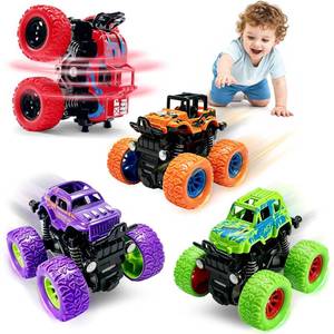 lot 17744 image: Taessv Monster Truck Toys 4 Pack Friction Powered Push and Go
