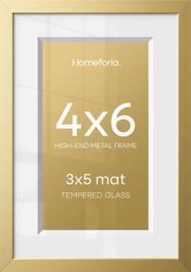 lot 17748 image: Homeforia Gold Metal Picture Frame 4x6 With 3x5 Mat