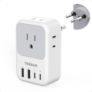 lot 18619 image: TESSAN Type J Travel Plug Adapter for Switzerland PD 20W 8-in-1