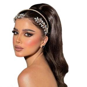 lot 18621 image: Mpoikba Wedding Hair Piece Bridal Headband Gold Rhinestone
