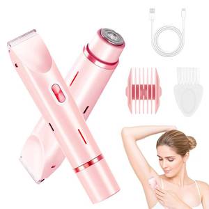 lot 18652 image: MWAKCM Womens Bikini Trimmer 2-in-1 Electric Razor Ceramic Blade 120 Min Pink