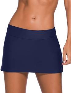 lot 18653 image: REKITA Womens Swim Skirt Solid Color Waistband Skort Bikini Bottom - SIZE XS