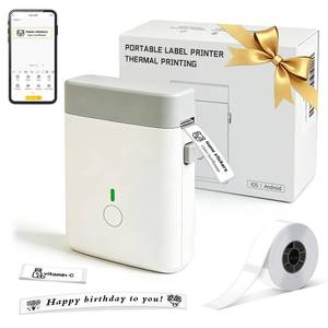 lot 18680 image: ORGBRO Bluetooth Label Maker with Tape, 203 DPI Thermal, DX1 White