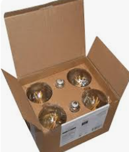 lot 7871 image: Set of 4 Clear Glass Filament-Style Globe Light Bulbs with Screw Bases - Stock images may not match actual product images