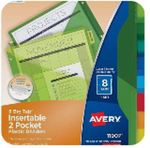 lot 8361 image: Avery Big Tab 8-Tab Insertable Plastic Dividers Set 11901 - Stock image may not match actual product images