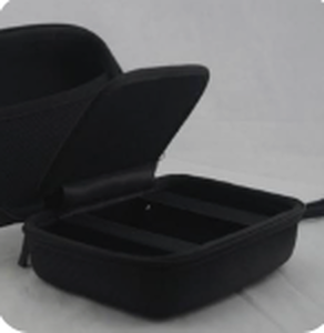lot 18630 image: Black Zippered Hard Shell Carrying Case with Interior Dividers and Mesh Lid Pocket - Stock image may not match actual product images
