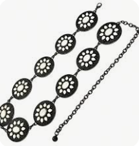 lot 18659 image: Copper-Tone Concho Chain Belt with White Stone Oval Medallions - Stock images may not match actual product images