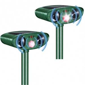 lot 1564 image: YOOYHHOME Solar Ultrasonic Animal Repeller 2 Pack Waterproof PIR Motion Sensor