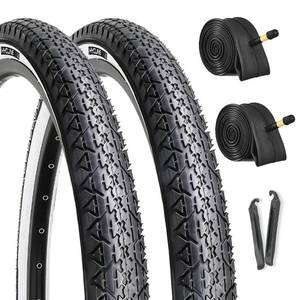 lot 1572 image: Hycline 2-Pack 26x2.125 Inch Cruiser Bike Tires and Tubes Set White Wall