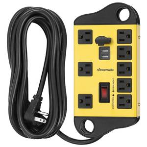 lot 1577 image: DEWENWILS 8 Outlet Metal Power Strip Surge Protector with 2 USB Ports
