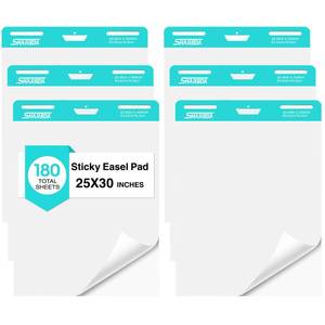 lot 1580 image: SHARBDA Self-Stick Easel Pad 25 x 30 Inch Flip Chart Paper 6-Pack 180 Sheets  Retail $129.99