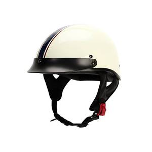 lot 1605 image: NeoHelm Half Face Motorcycle Helmet DOT Approved Size S White Route 66