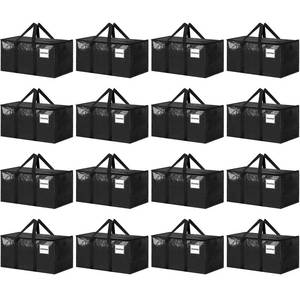 lot 1611 image: Ukeetap 16 Pack Extra Large Clothes Storage Bins with Lids, Black