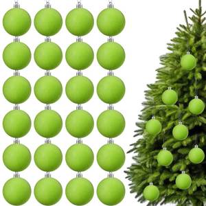 lot 1619 image: Civaner 24 Pcs Lime Green Velvet Christmas Ball Ornaments 2.36 Inch