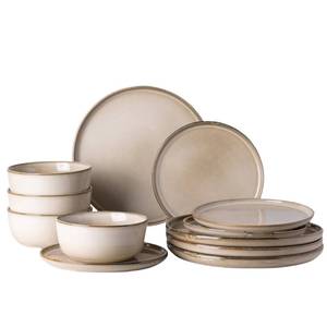 lot 1636 image: GBHOME Dinnerware Set for 4, 12 Pieces Ceramic Plates and Bowls