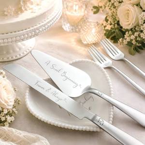 lot 1638 image: Ever After Collective Wedding Cake Cutting Set 5-Pc Stainless Steel