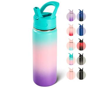 lot 2441 image: Fijinhom 18oz Insulated Stainless Steel Water Bottle with Straws