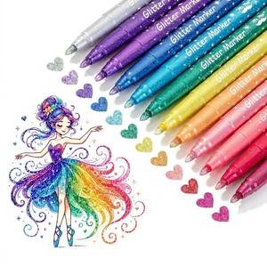 lot 2448 image: Mr. Pen Glitter Marker Pens 12 Pack Assorted Colors 0.15 in Medium Tip