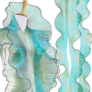lot 2449 image: Ganeen Iridescent Pleated Organza Ribbon, 16 Yards, Green, Single Layer