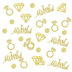 lot 2470 image: AIEX Gold Wedding Table Confetti 300 Pcs Just Married Diamond Ring Dots