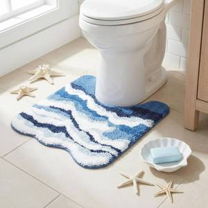 lot 2482 image: Drydiet U Shaped Toilet Bath Mat Non Slip Wave Pattern