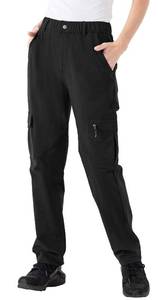 lot 2496 image: Rdruko Womens Hiking Cargo Pants Water-Resistant UPF 50 Black Medium
