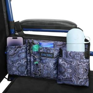 lot 2497 image: ZHCHG Wheelchair Side Bag Armrest Pouch with Cup Holder 14 x 7.7 In