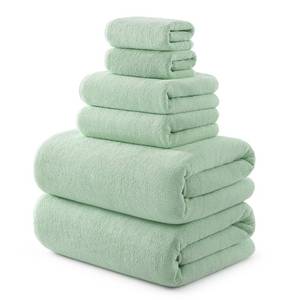 lot 5477 image: REDKISS Microfiber Towel Set 6 Piece Green Bath Hand Washcloth