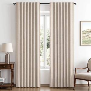 lot 5499 image: MIULEE Blackout Linen Curtains 42 x 90 Inch Natural 2 Panels