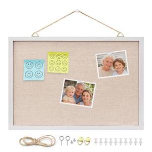 lot 5511 image: Haitebe Bulletin Board 13.3 x 17.7 Linen Cork Board White Wood Frame