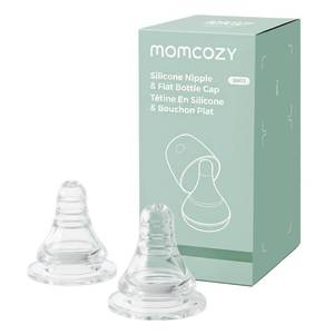 lot 6284 image: Momcozy Soft Baby Nipple Natural Flow Silicone Narrow-Neck 2 Pack Small