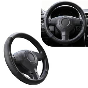 lot 6296 image: JOKAOOH Car Steering Wheel Cover 15 Inch Carbon Fiber Leather Black