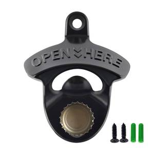 lot 6308 image: HAIICEN Wall Mounted Magnetic Bottle Opener Black Stainless Steel
